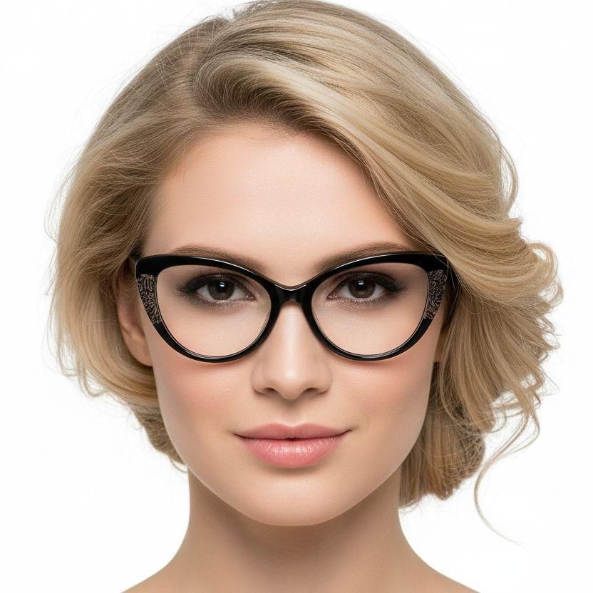 Gafas de acetato negras con forma de mariposa #BS0218-0468