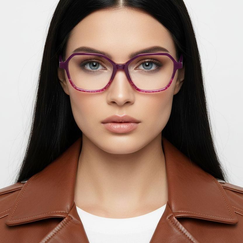 Geometric Purple Acetate Glasses #BS0218-0473