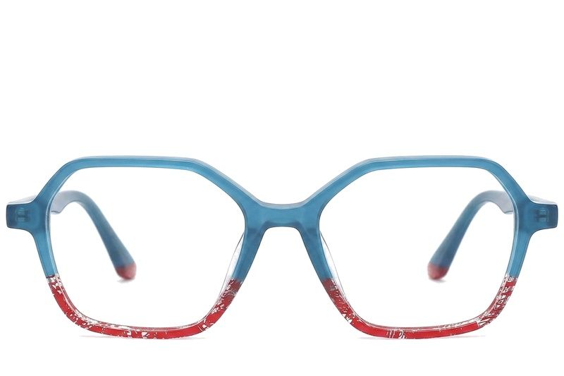 Gafas geométricas de acetato azul #BS0218-0474