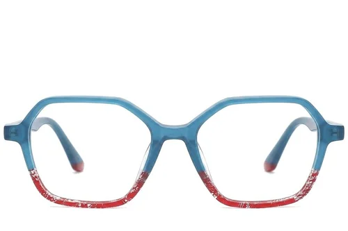 Lunettes géométriques en acétate bleu #BS0218-0474