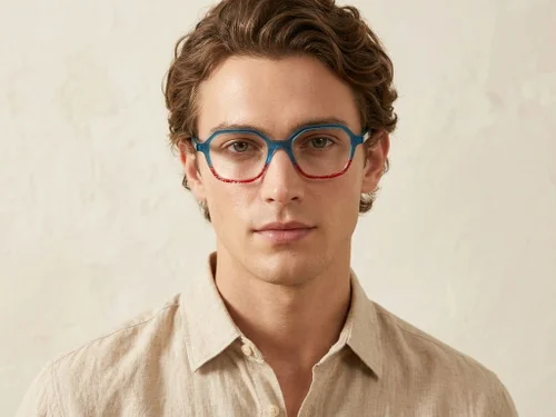 Lunettes géométriques en acétate bleu #BS0218-0474