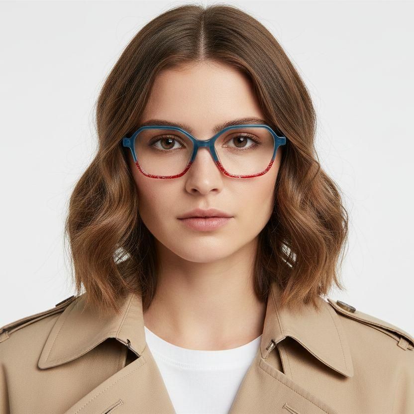 Gafas geométricas de acetato azul #BS0218-0474