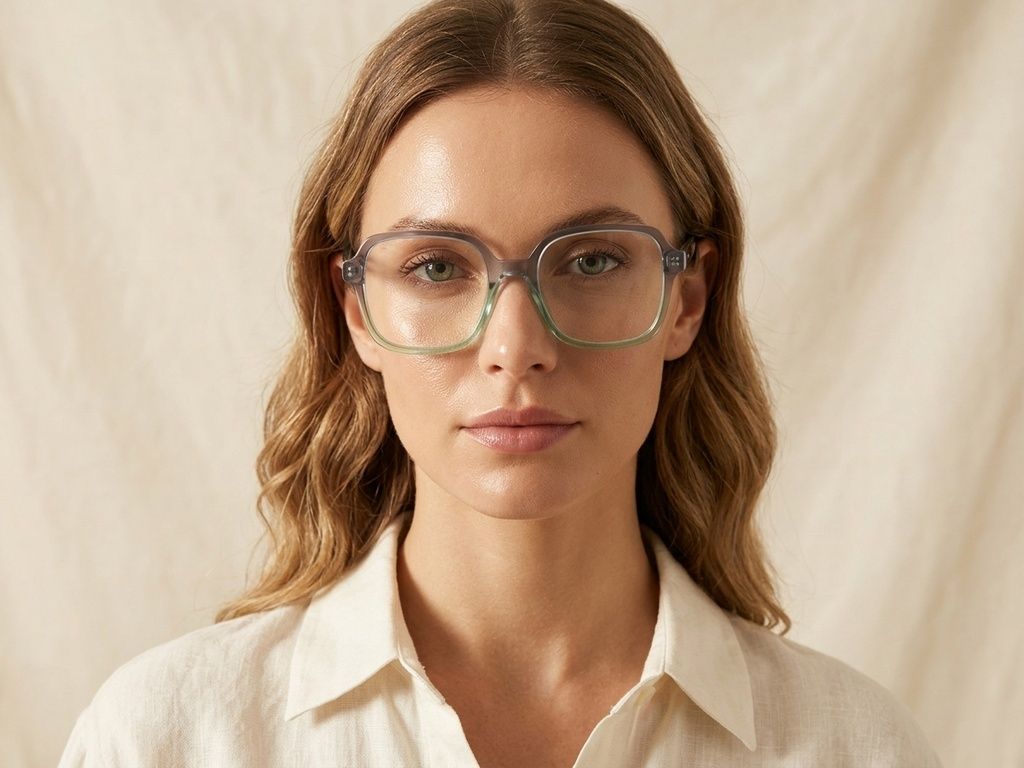 Rectangular Green Acetate Glasses #BS0218-0485