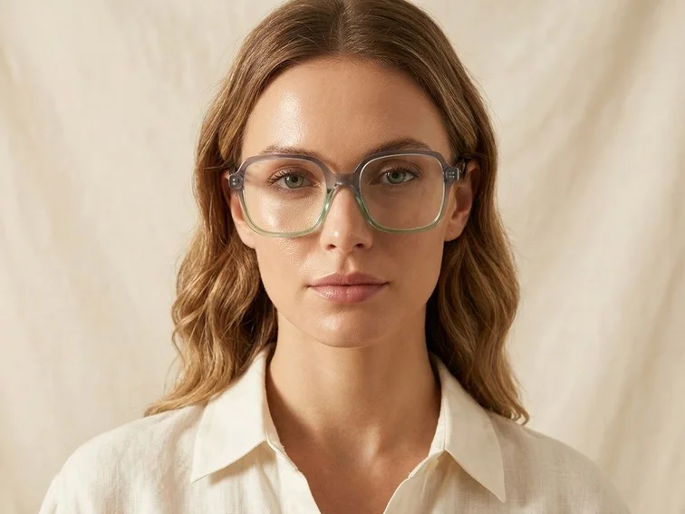 Rectangular Green Acetate Glasses #BS0218-0485