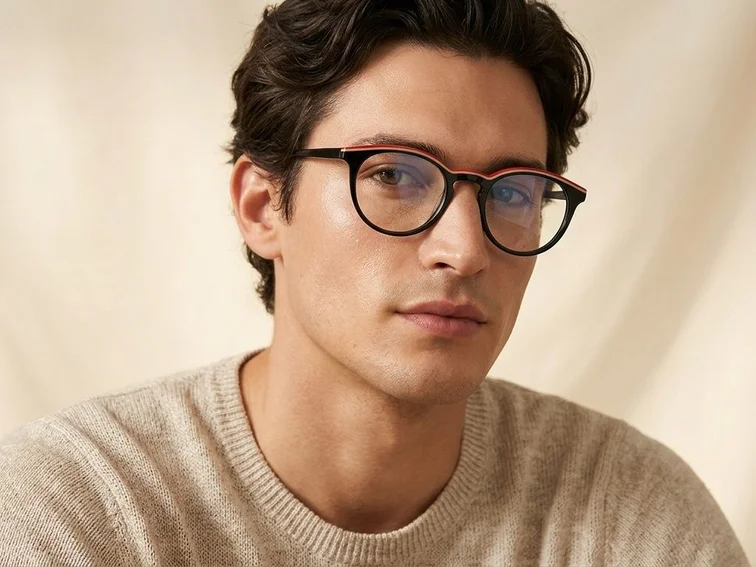 Round Black Acetate Glasses #BS0218-0492