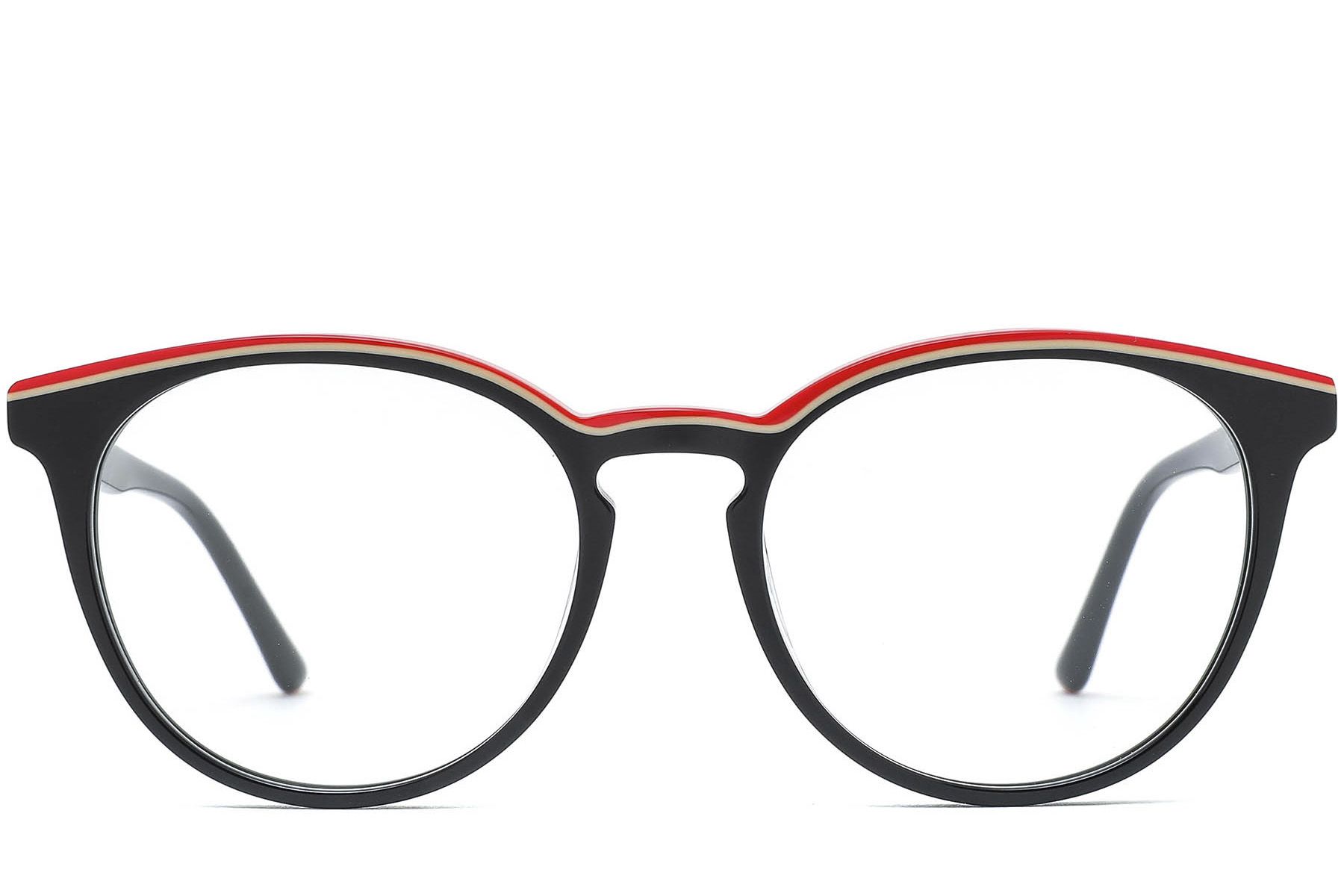 Round Black Acetate Glasses #BS0218-0492