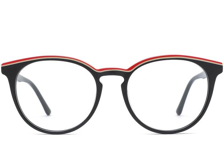 Round Black Acetate Glasses #BS0218-0492