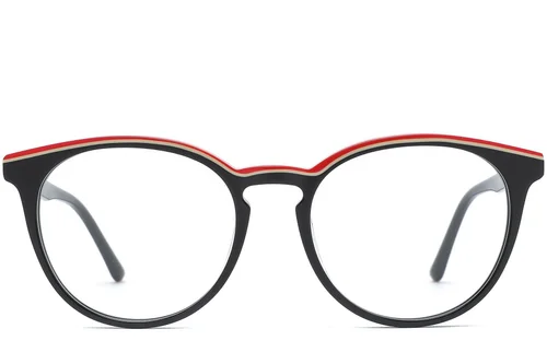 Lunettes rondes en acétate noir #BS0218-0492