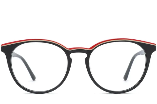 Gafas redondas de acetato negro #BS0218-0492