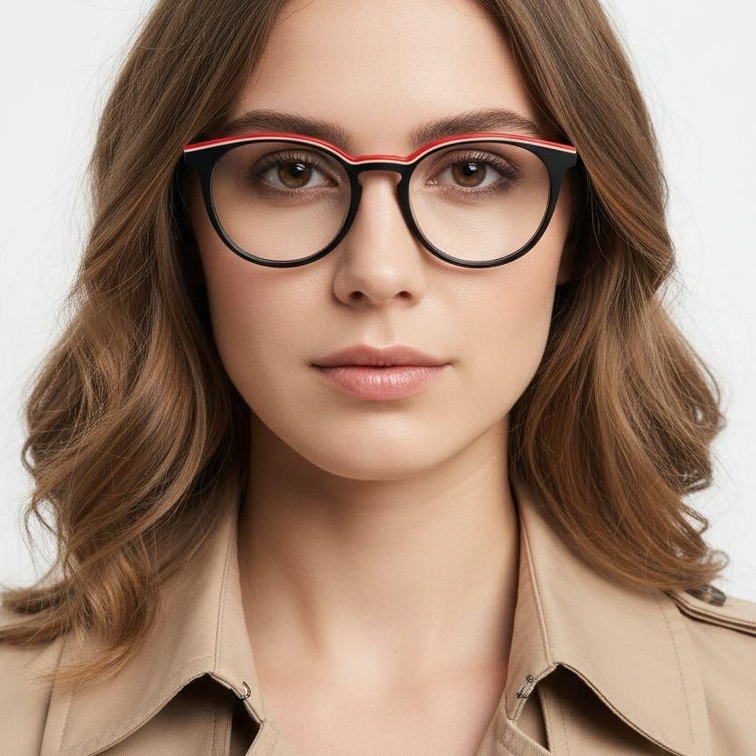 Round Black Acetate Glasses #BS0218-0492