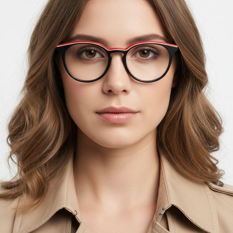 Gafas redondas de acetato negro #BS0218-0492