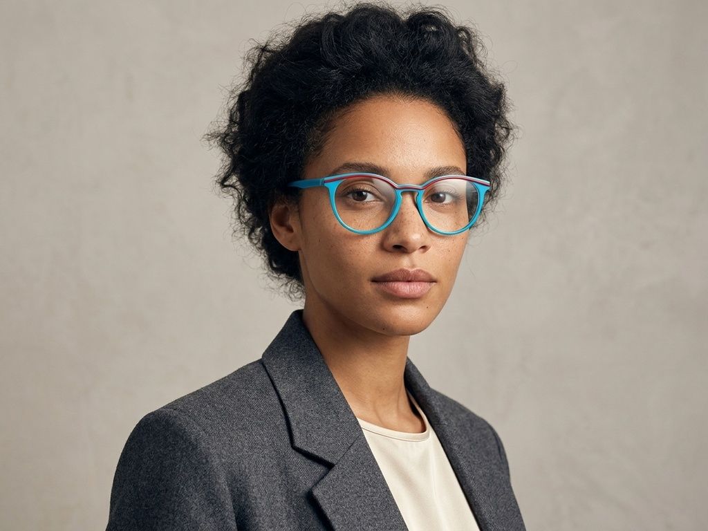 Gafas redondas de acetato azul #BS0218-0495