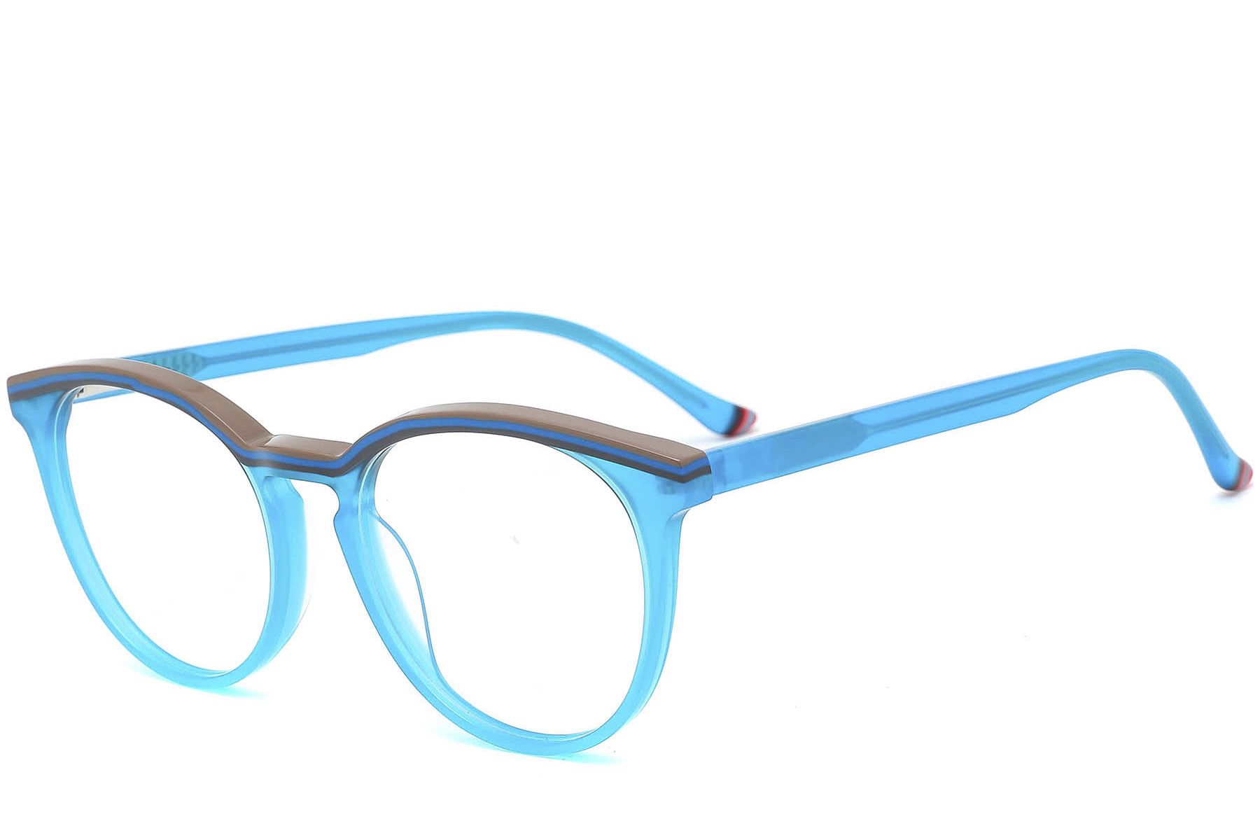 Ronde blauwe acetaatglazen #BS0218-0495