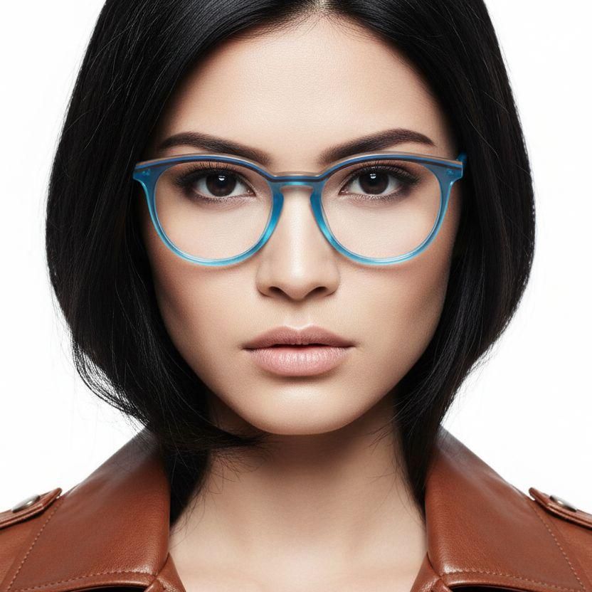 Round Blue Acetate Glasses #BS0218-0495