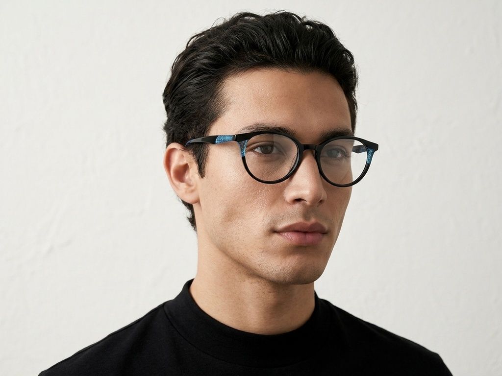 Round Black Acetate Glasses #BS0218-0496