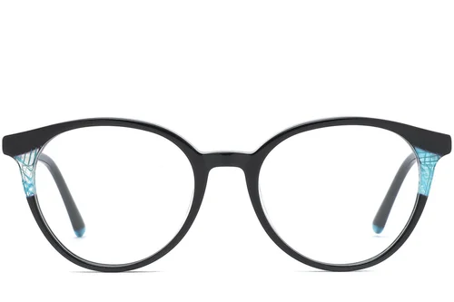 Lunettes rondes en acétate noir #BS0218-0496