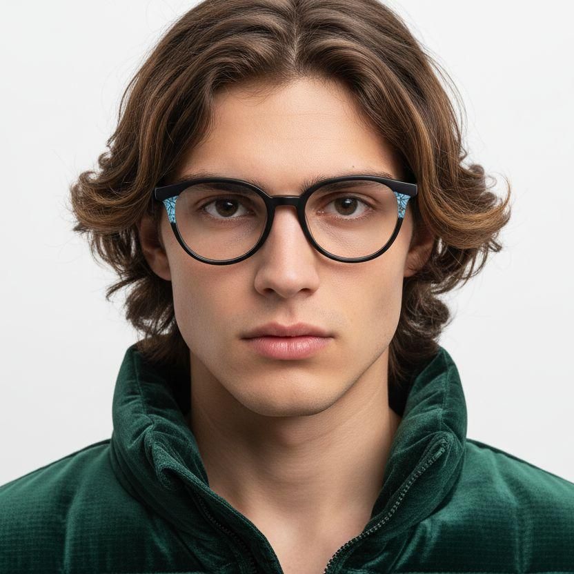 Round Black Acetate Glasses #BS0218-0496