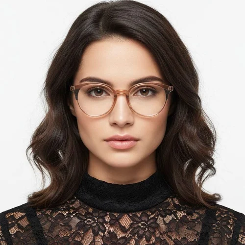 Lunettes rondes en acétate brun #BS0218-0497