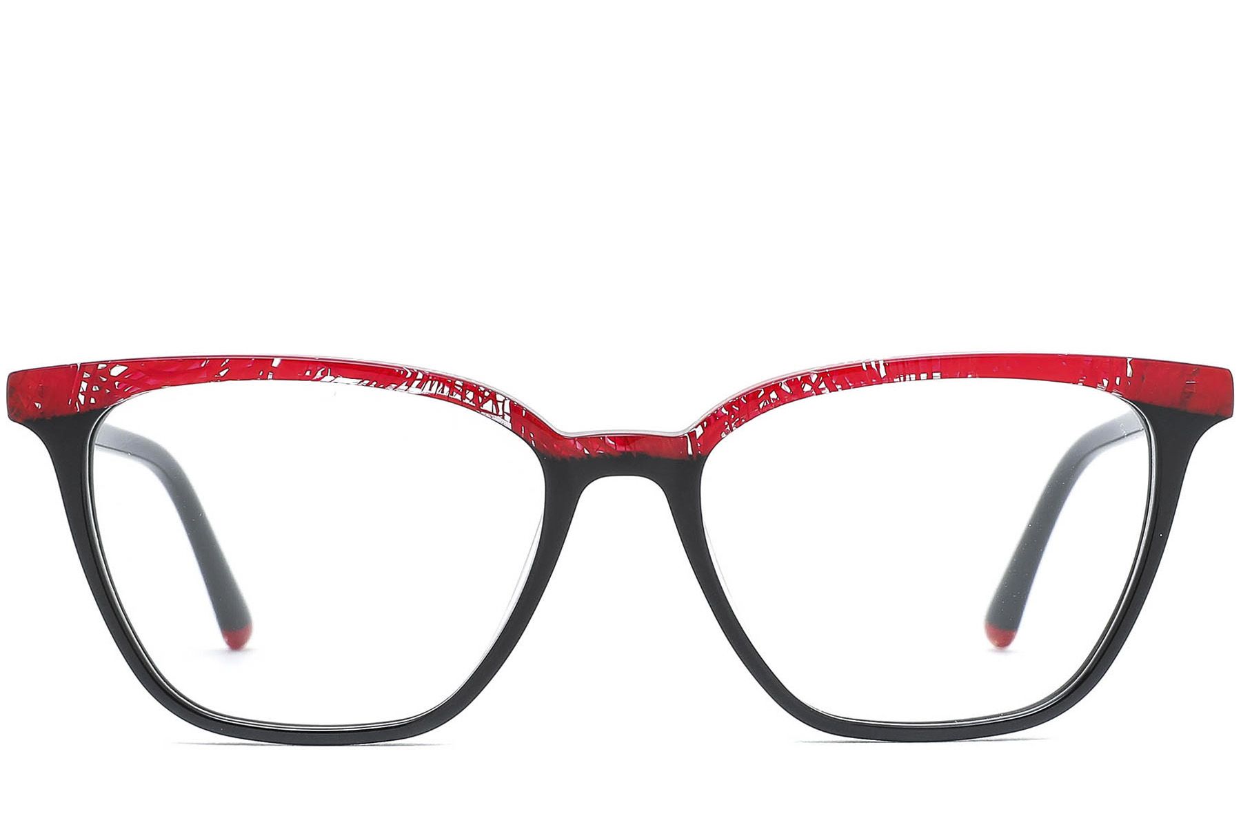 Gafas rectangulares de acetato negro #BS0218-0500