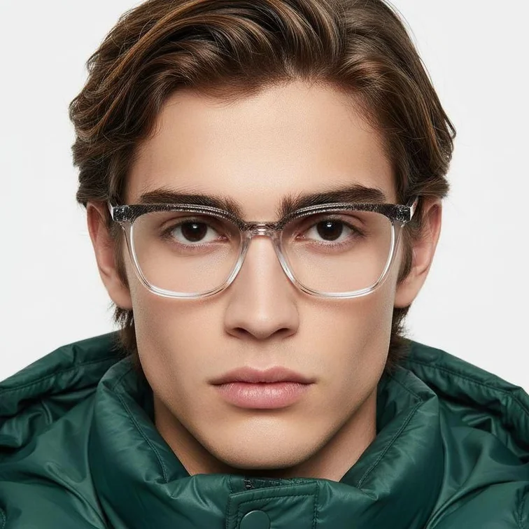 Gafas rectangulares de acetato transparente #BS0218-0501