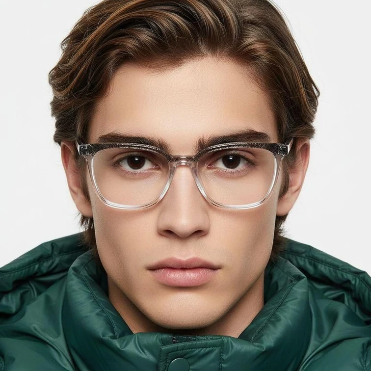 Gafas rectangulares de acetato transparente #BS0218-0501