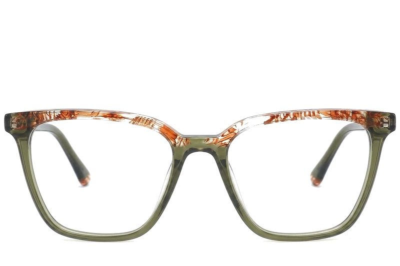 Rectangular Green Acetate Glasses #BS0218-0503