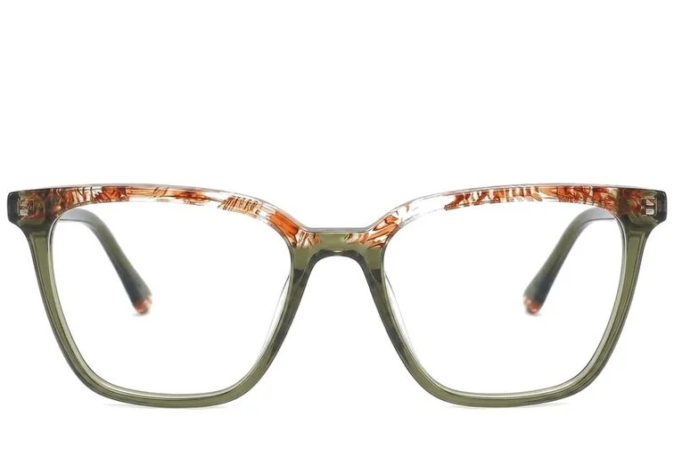 Rectangular Green Acetate Glasses #BS0218-0503