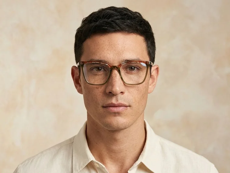 Rectangular Green Acetate Glasses #BS0218-0503