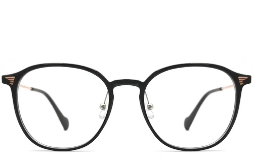 Lunettes ovales en métal noir #BS0406-0001