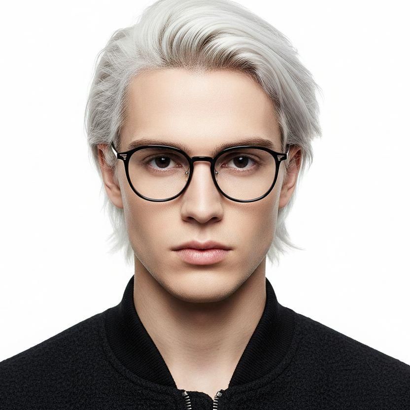 Gafas ovaladas de metal negro #BS0406-0001