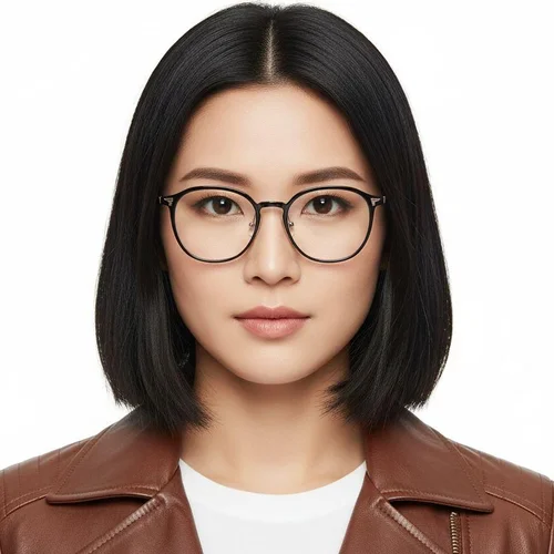Lunettes ovales en métal noir #BS0406-0001