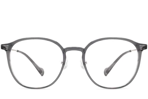 Lunettes ovales en métal gris #BS0406-0002