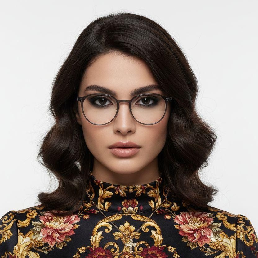 Oval Grey Metal Glasses #BS0406-0002