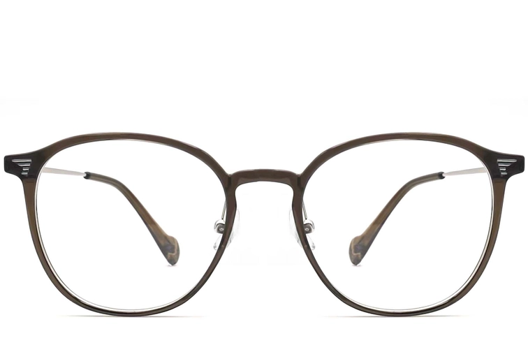 Oval Brown Metal Glasses #BS0406-0003