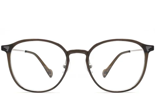 Lunettes ovales en métal marron #BS0406-0003