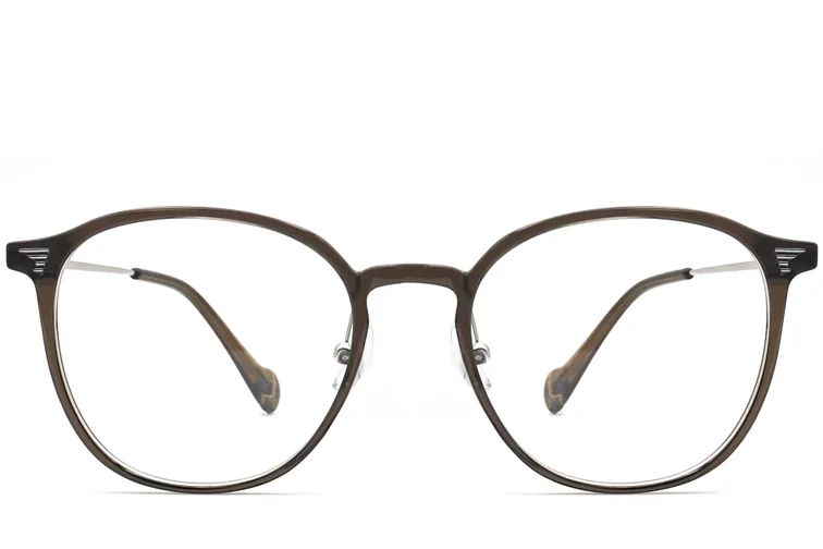 Oval Brown Metal Glasses #BS0406-0003