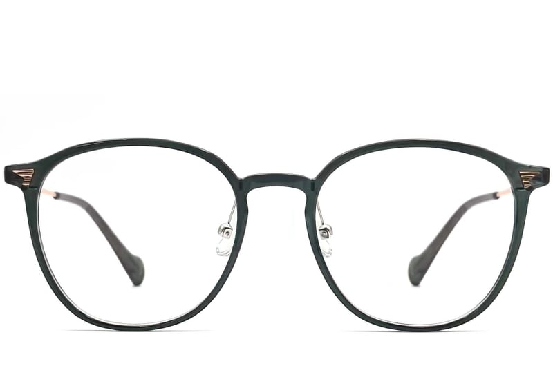 Oval Green Metal Glasses #BS0406-0004