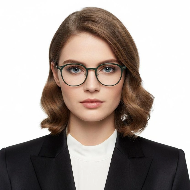 Oval Green Metal Glasses #BS0406-0004