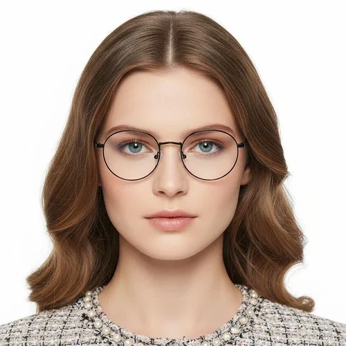 Lunettes ovales en métal noir #BS0406-0005
