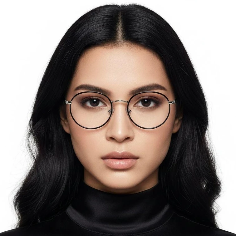 Oval Silver Metal Glasses #BS0406-0007