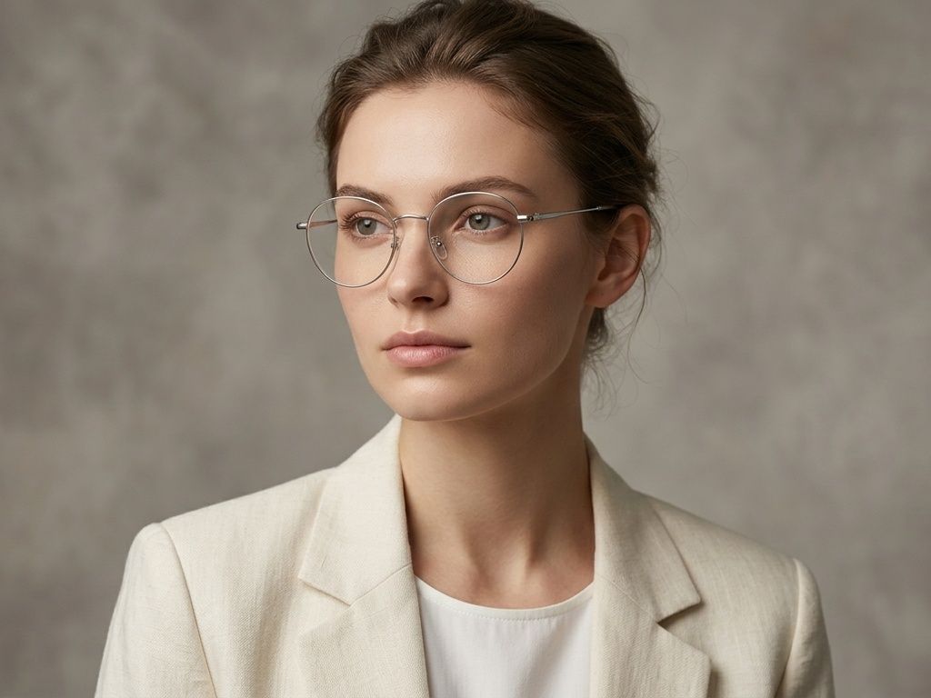 Oval Silver Metal Glasses #BS0406-0009