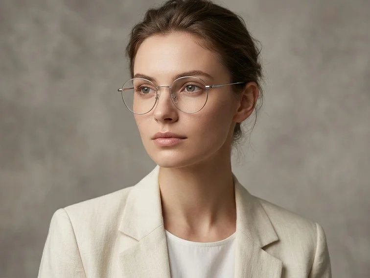 Oval Silver Metal Glasses #BS0406-0009