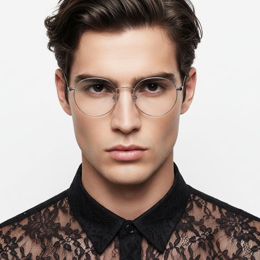 Oval Silver Metal Glasses #BS0406-0009