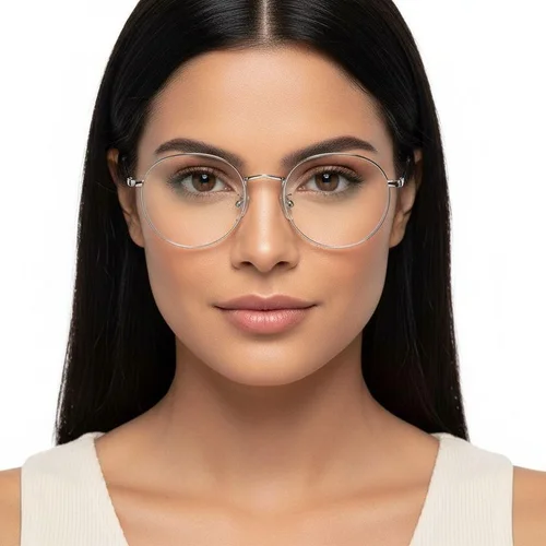 Lunettes ovales en métal argenté #BS0406-0009