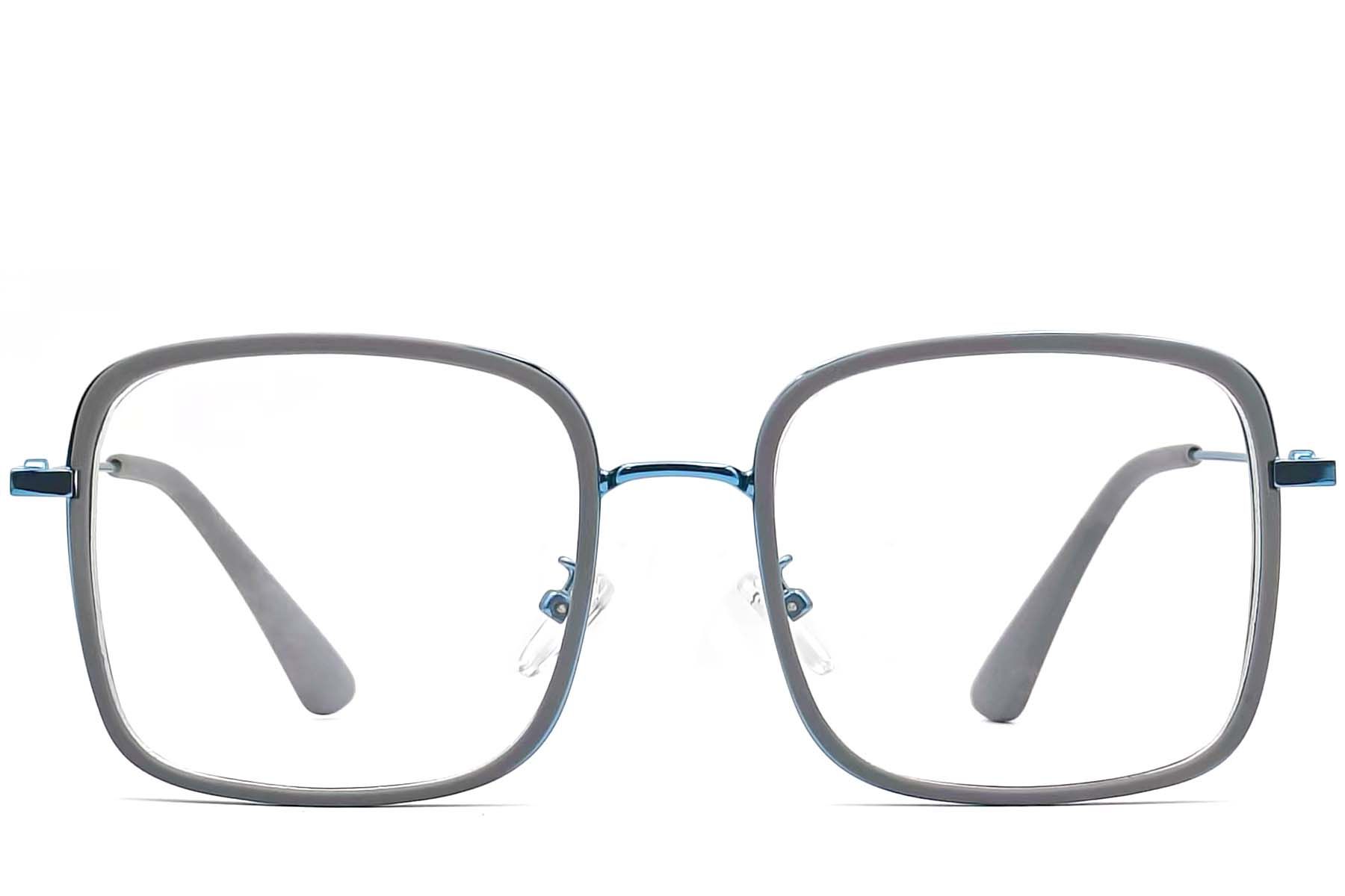 Rectangular Blue Metal Glasses #BS0406-0010