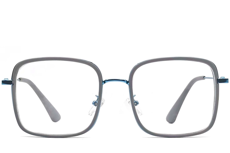 Rectangular Blue Metal Glasses #BS0406-0010