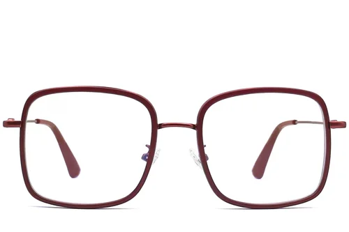 Lunettes rectangulaires en métal rouge #BS0406-0011