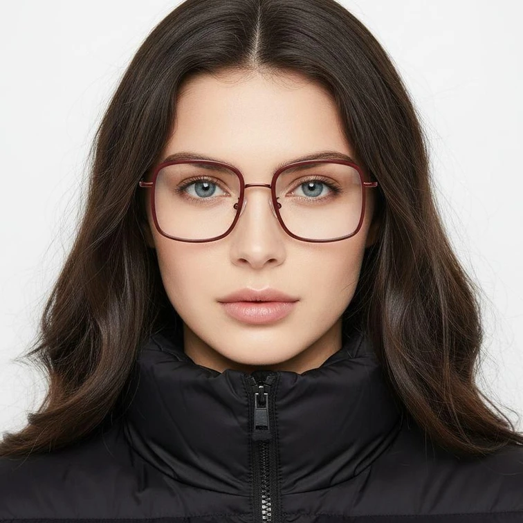 Rectangular Red Metal Glasses #BS0406-0011