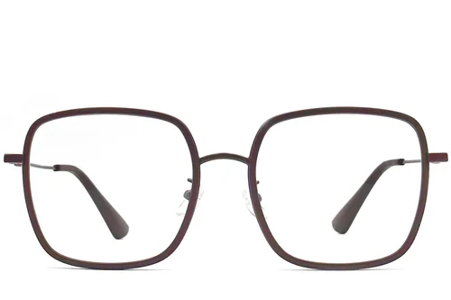 Lunettes rectangulaires en métal marron #BS0406-0012
