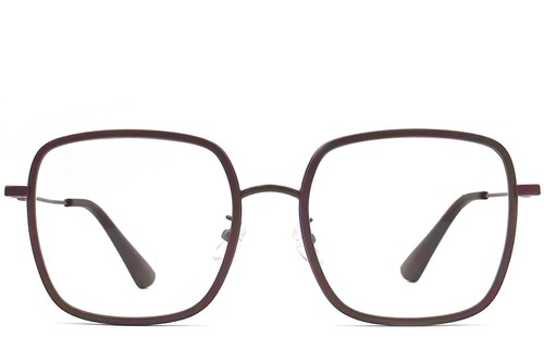 Rectangular Brown Metal Glasses #BS0406-0012